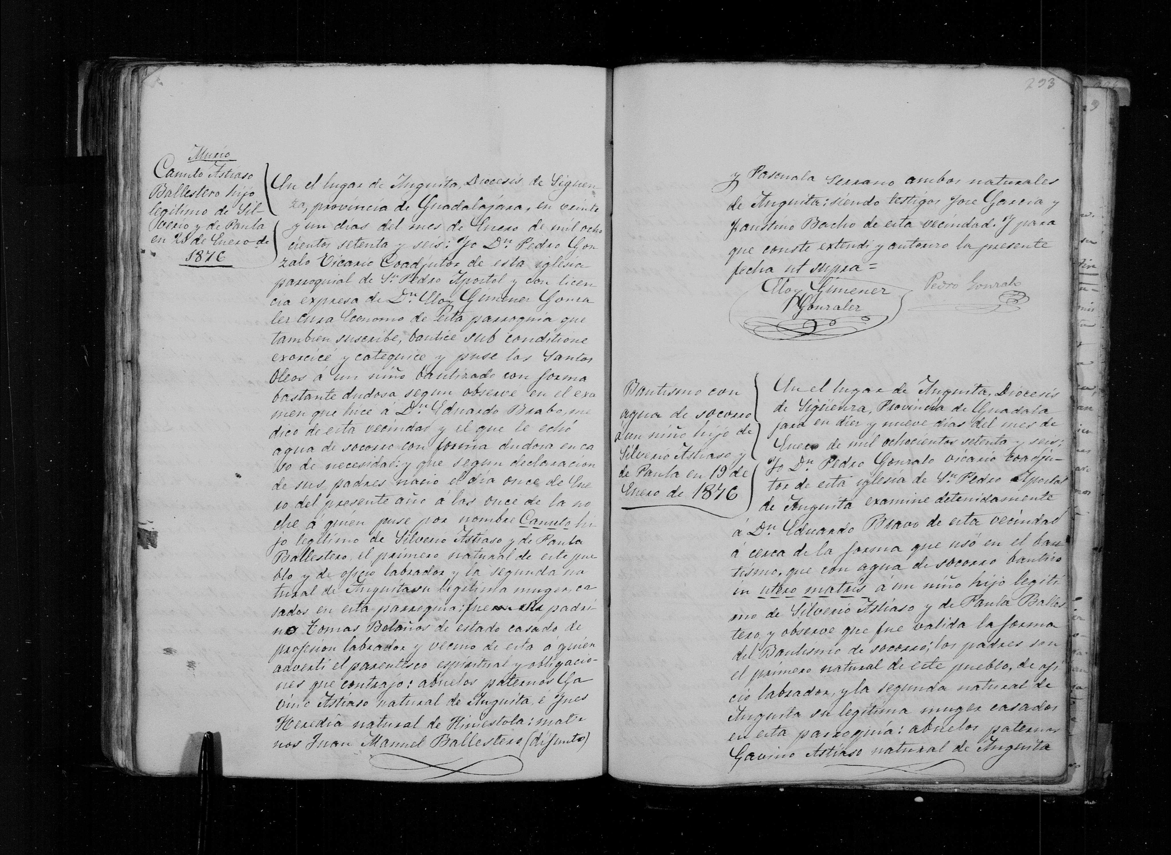 Bautismo sub conditione y nota marginal de defunción, Anguita ene-1876 (film 007625389)