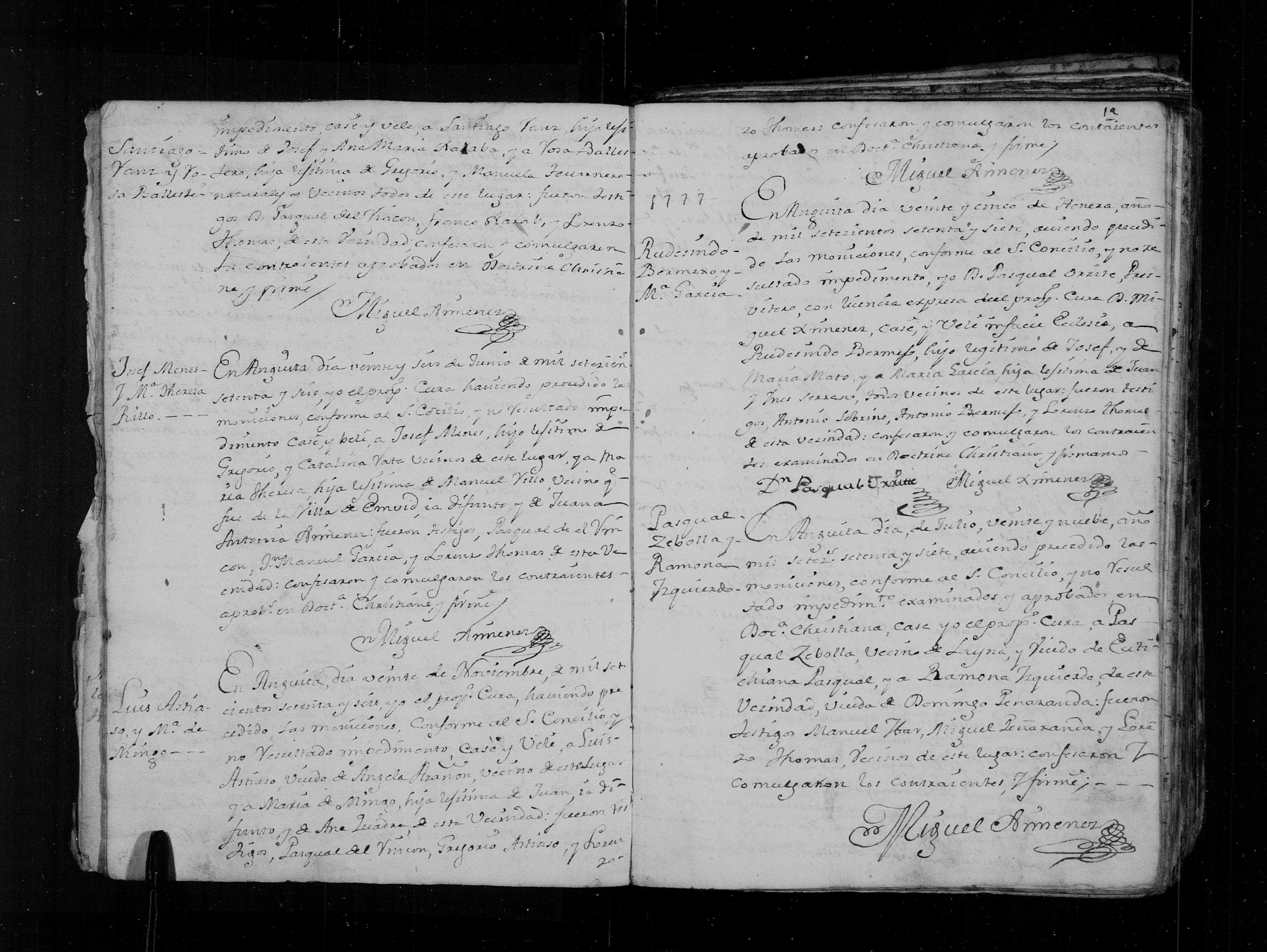 Matrimonio de Luis Astiaso (viudo de [Angela] Marañón) × María de Mingo, 20-nov-1776 - Libro 4º f. 10 (img. 2235)