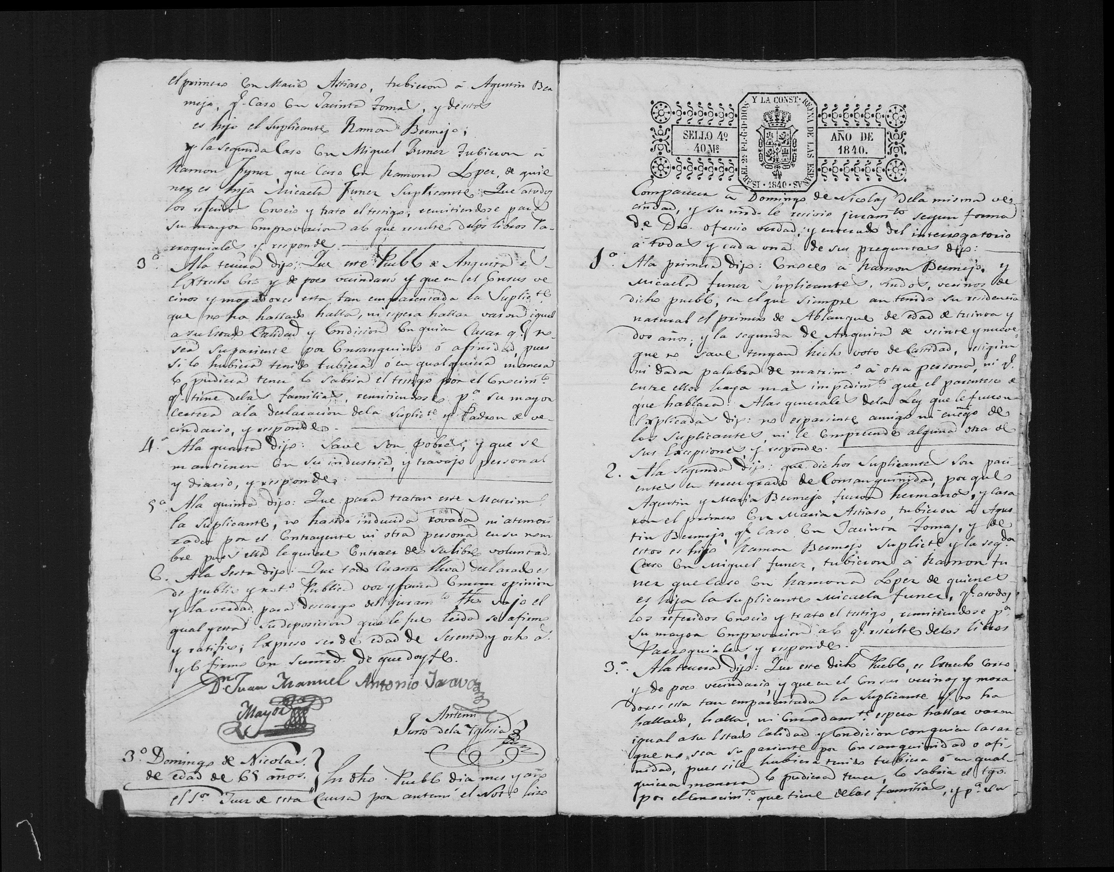 Expediente de dispensa Ramón Bermejo × Micaela Fúnez, 1840 - img. 1 (film 7624023)