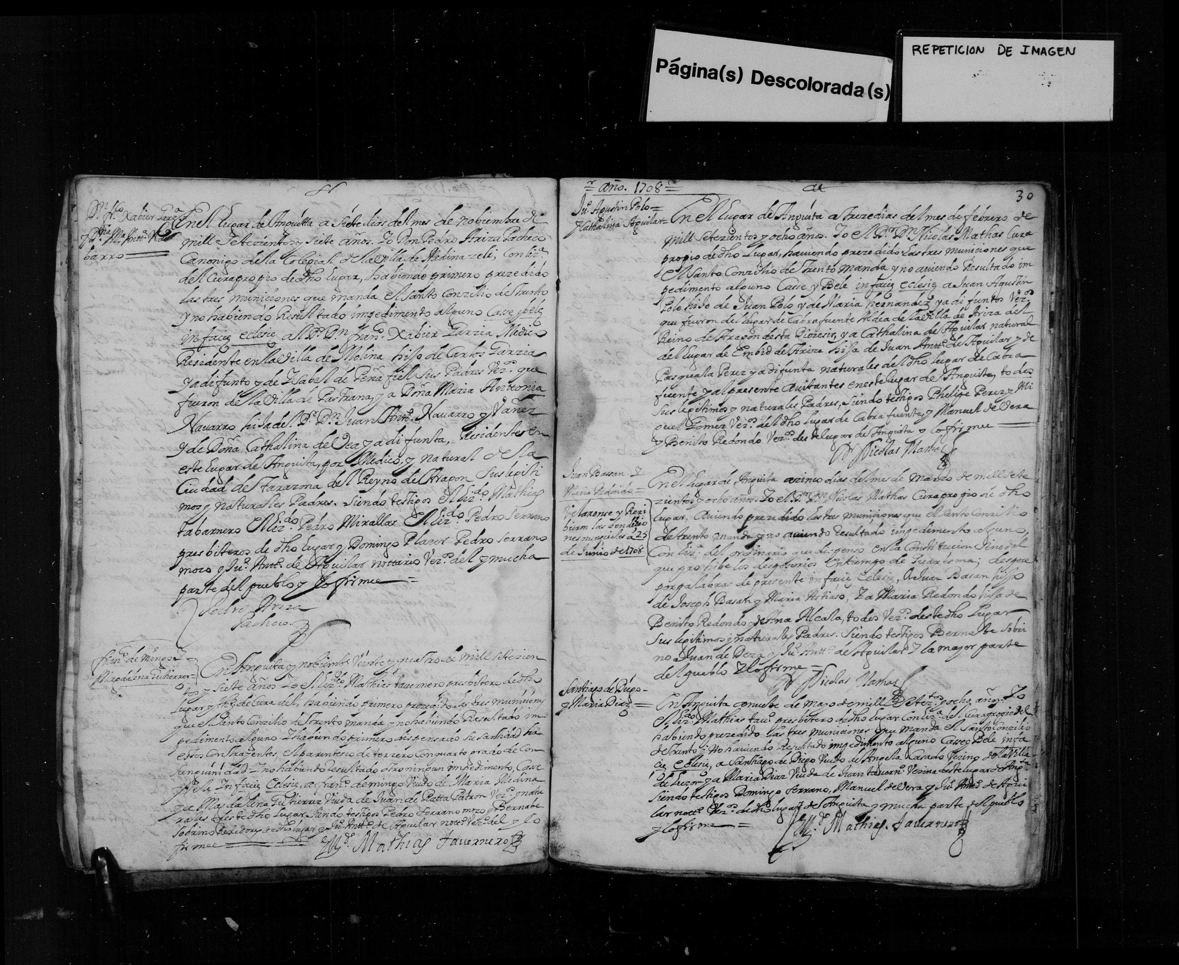 Matrimonio de Juan Basán × María Redondo, Anguita 5-mar-1708 (film 007625389)