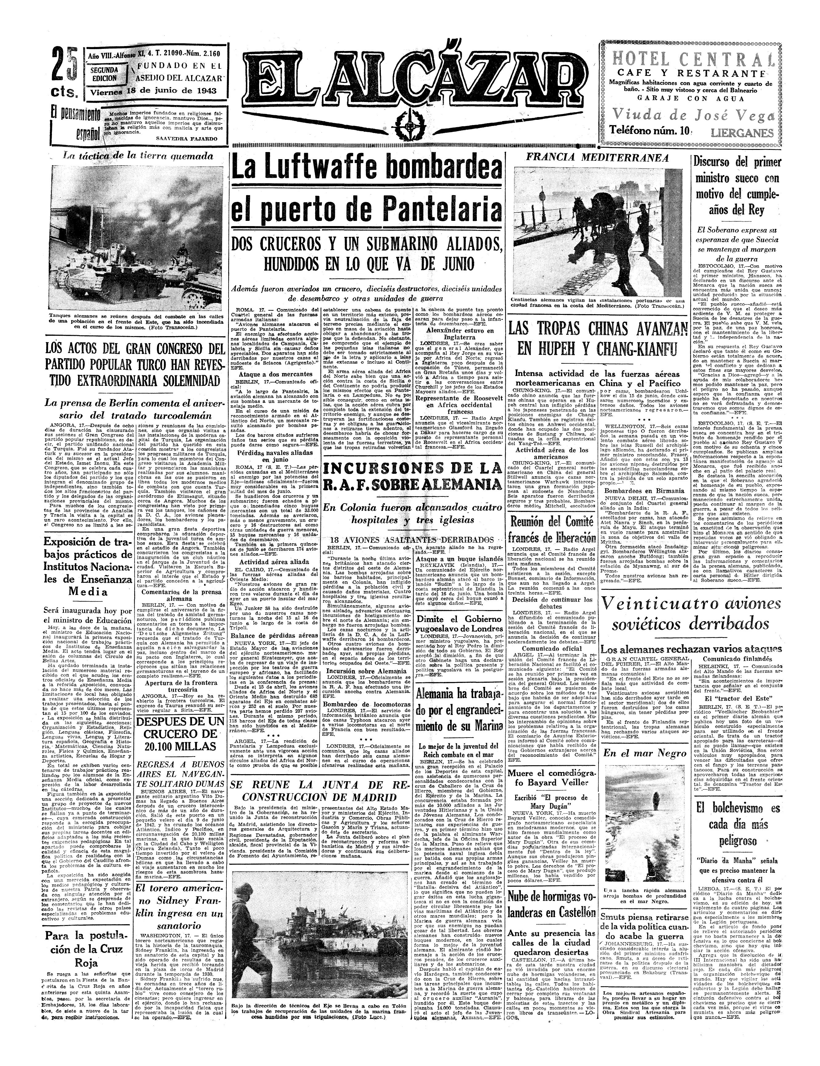 El Alcázar, 18-jun-1943, nº 2.160, p. 1 - alumna 'María Angeles Laín' (Escuela del Hogar)