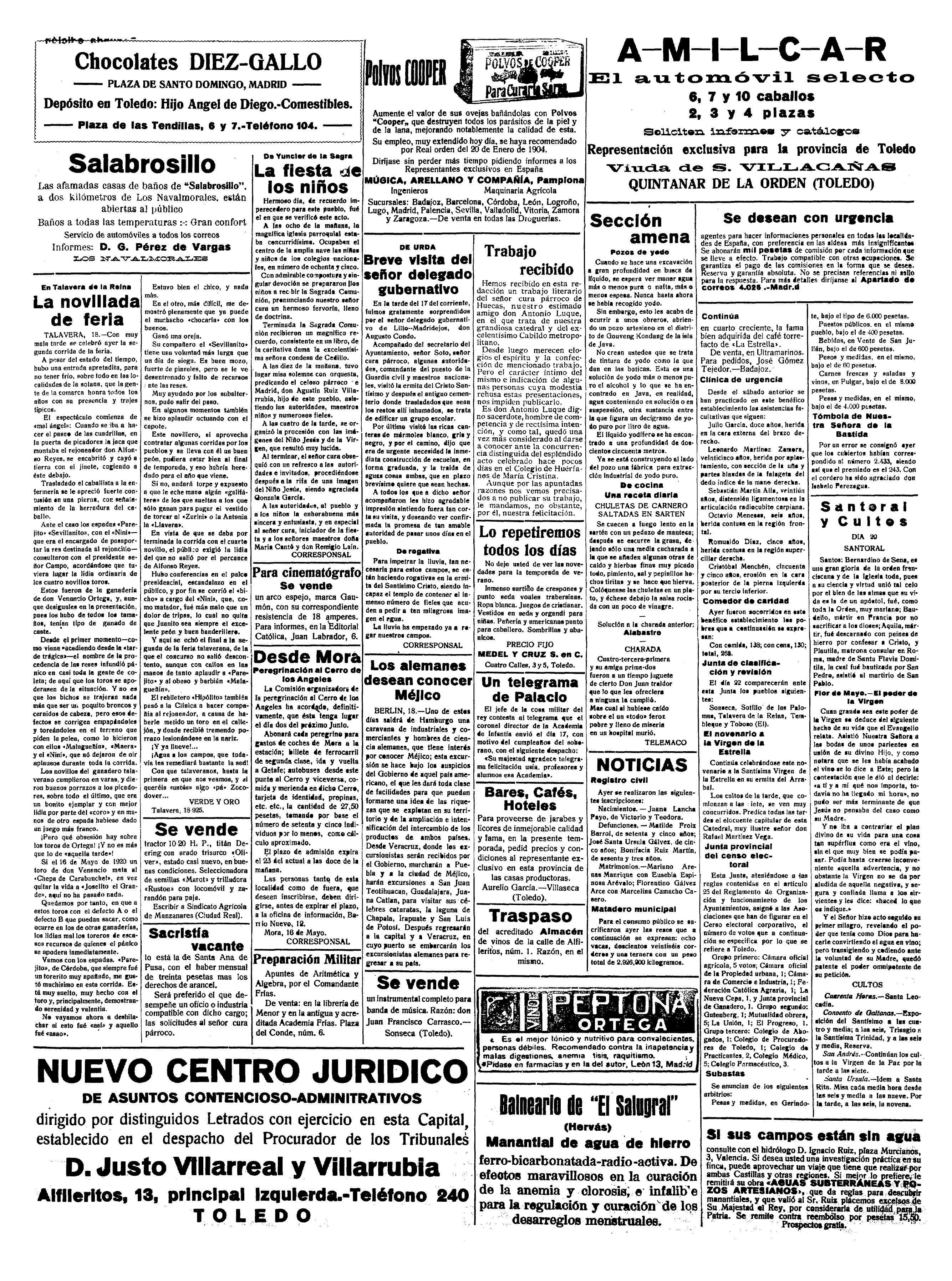 El Castellano, 19-may-1925, nº 5.454, p. 3 - maestros María Cantó y Remigio Laín