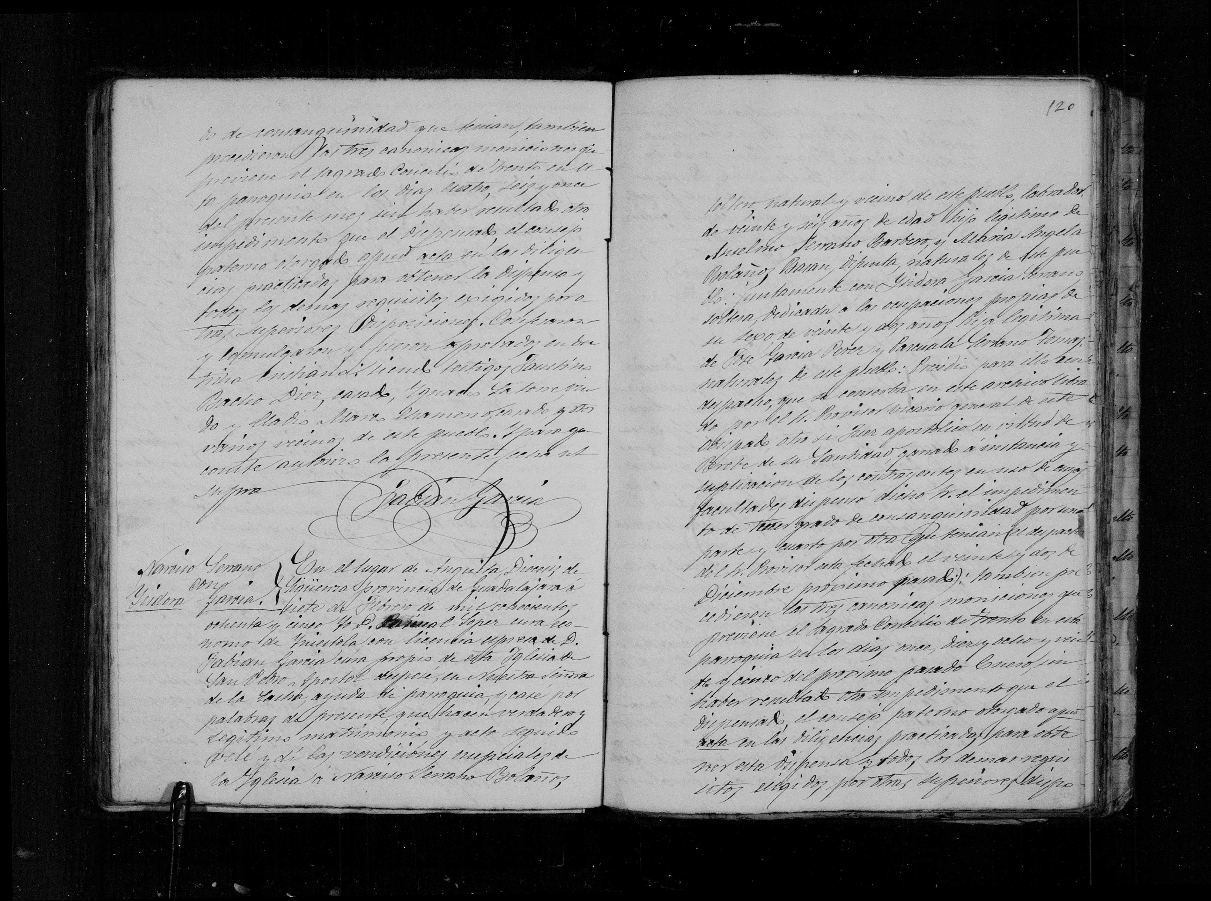 Matrimonio de Julián Astiaso Serrano y María Antonia Basán Ballestero, Anguita 21-ene-1885 (f. 119v-120, continuación)
