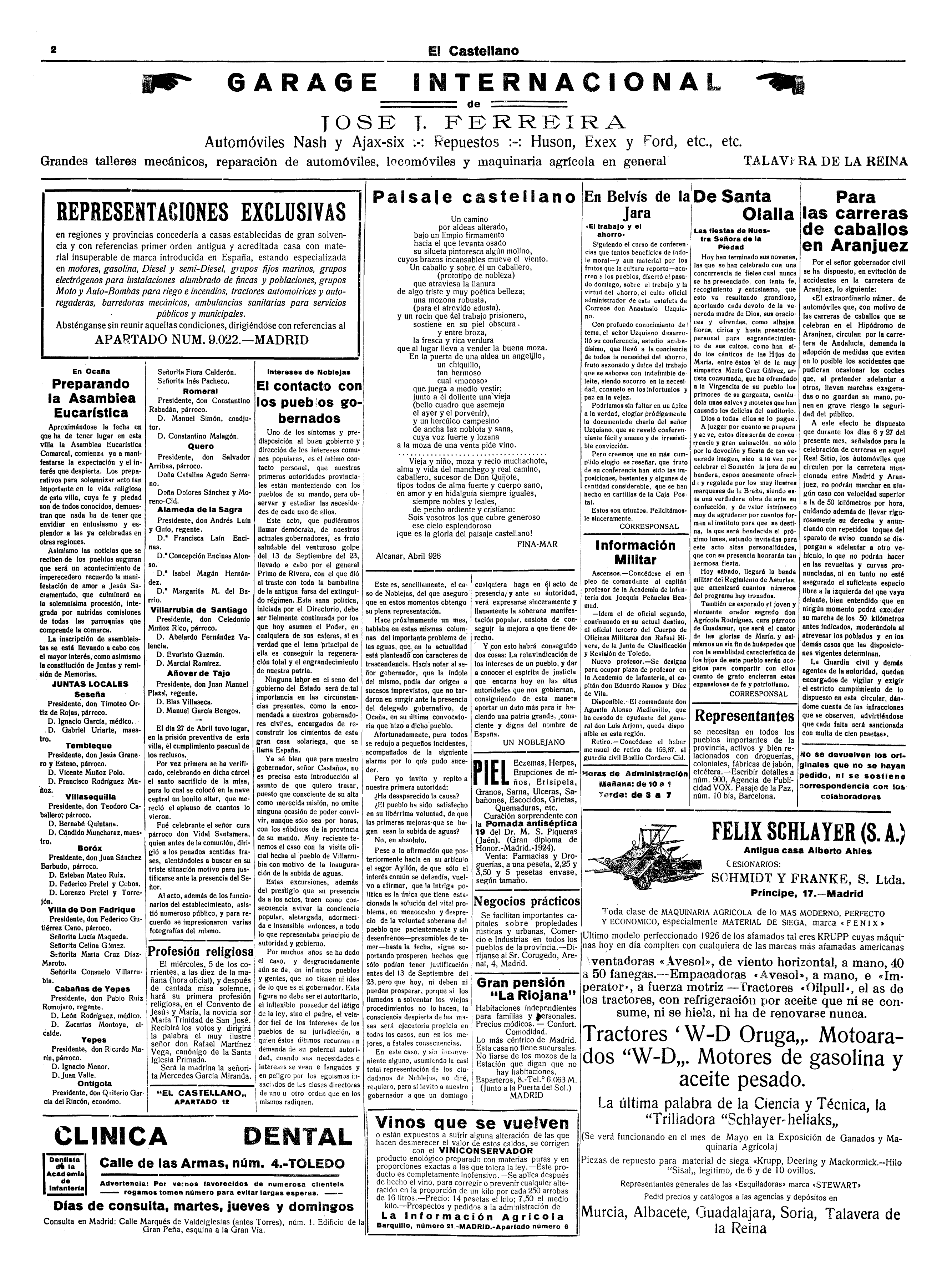 El Castellano, 3-may-1926, nº 5.742, p. 2 - 'D.ª Francisca Laín Encinas'