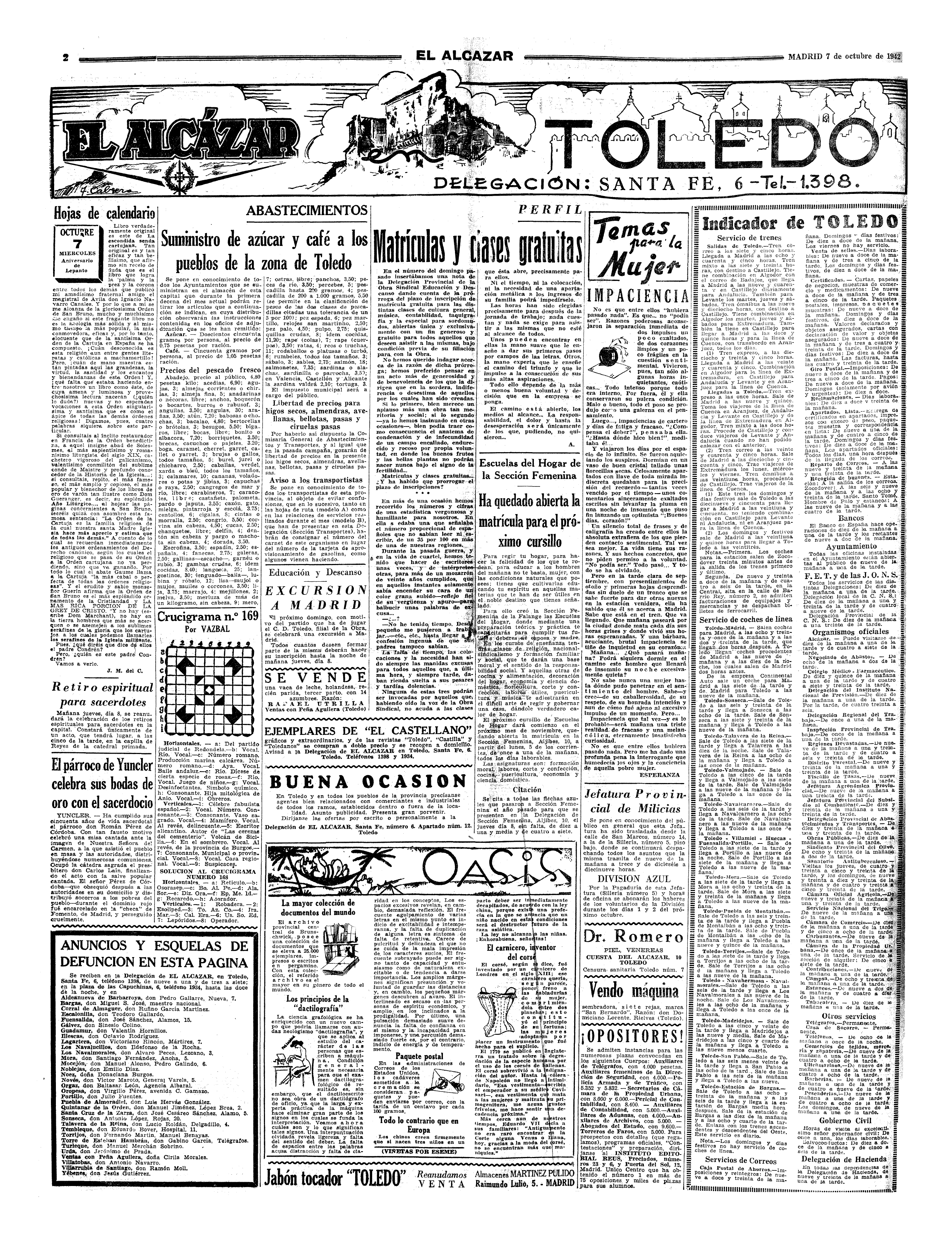 El Alcázar, 7-oct-1942, nº 1.944, p. 2 - Laín del partido de Illescas/Escalona