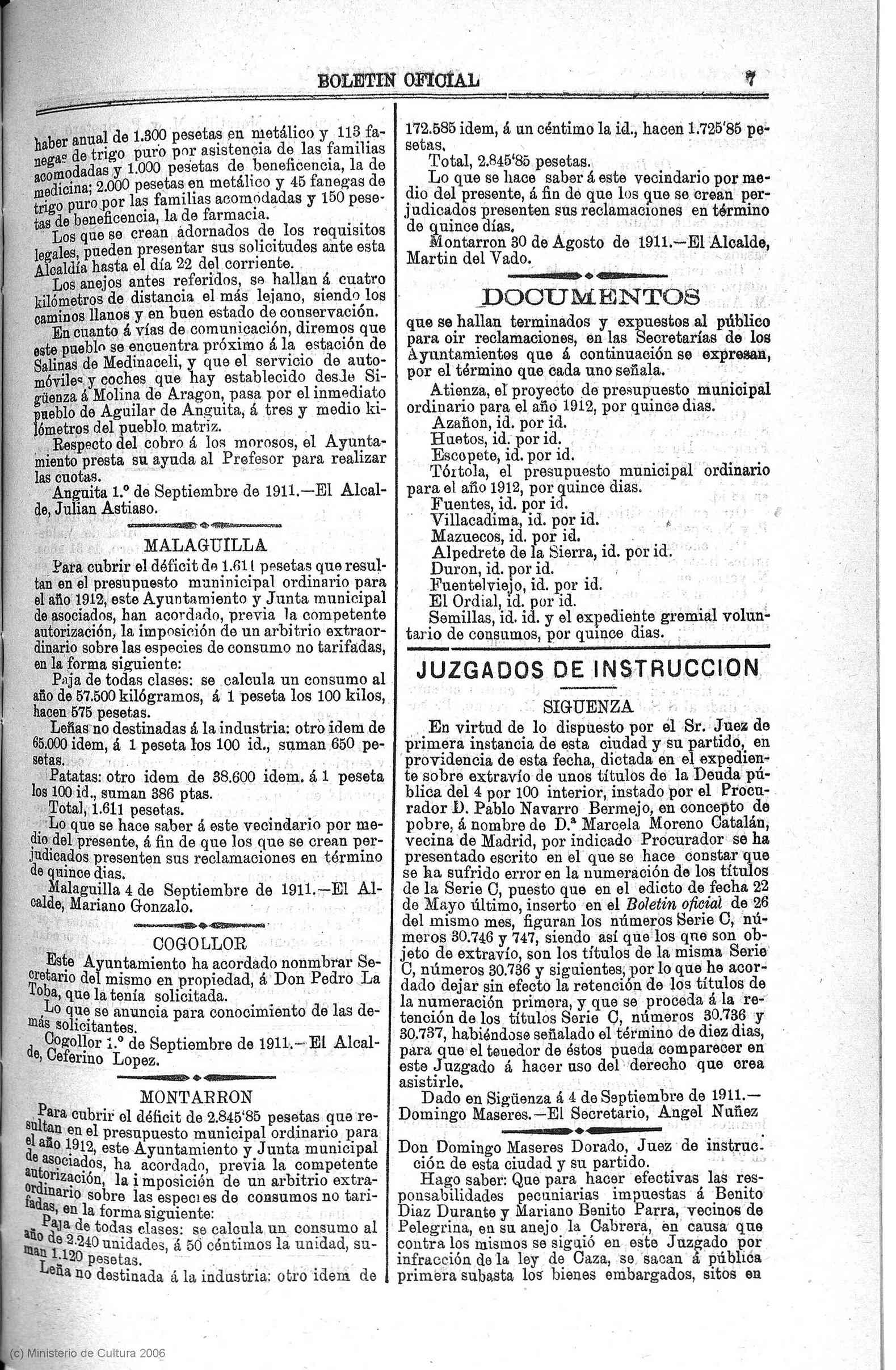 BOP de Guadalajara (1911) - Julián Astiaso Heredia, alcalde de Anguita