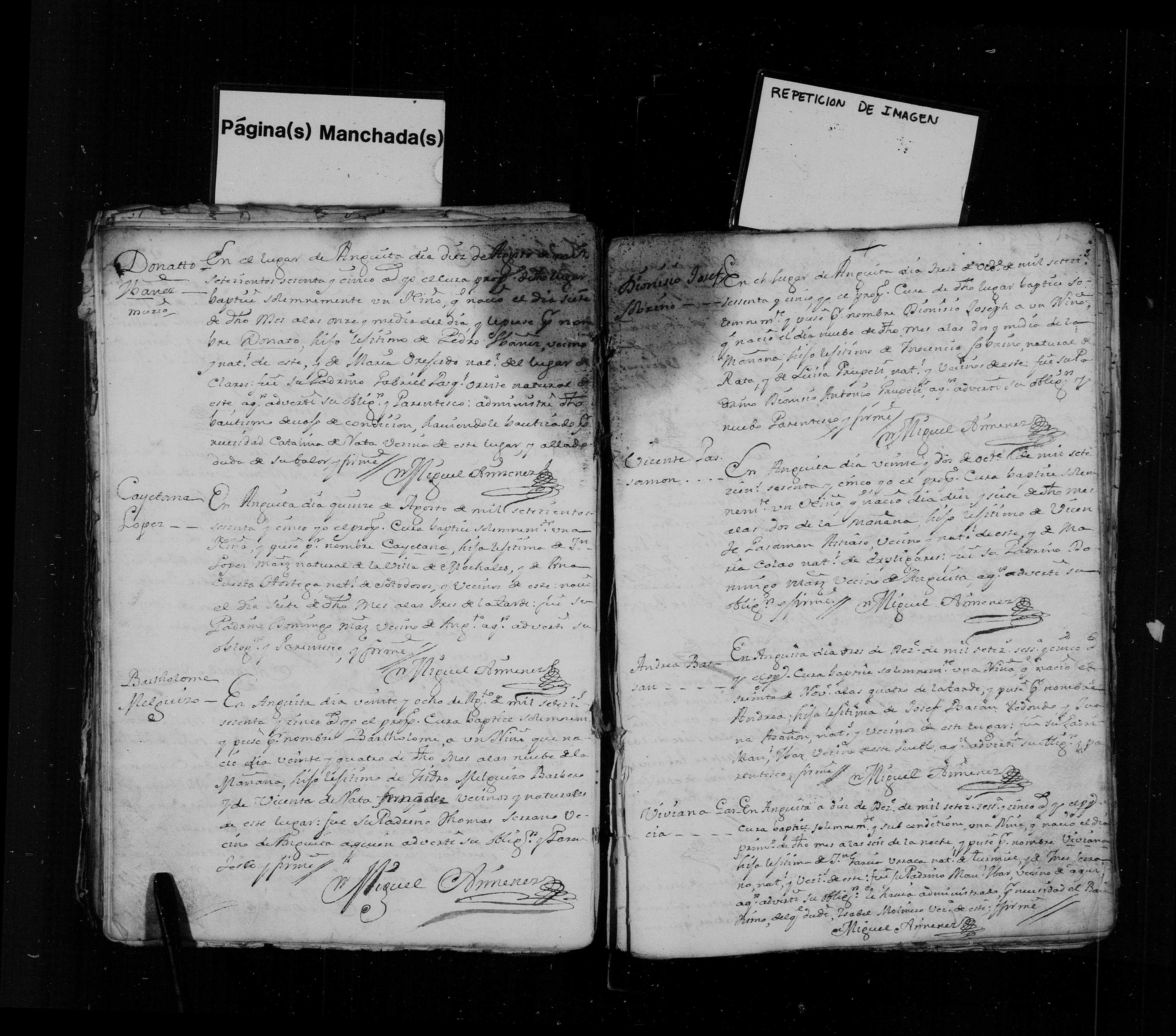 Bautismo de un hijo de Vicente Pasamón Astiaso × María Colao, Anguita 22-oct-1765 (film 007625389)