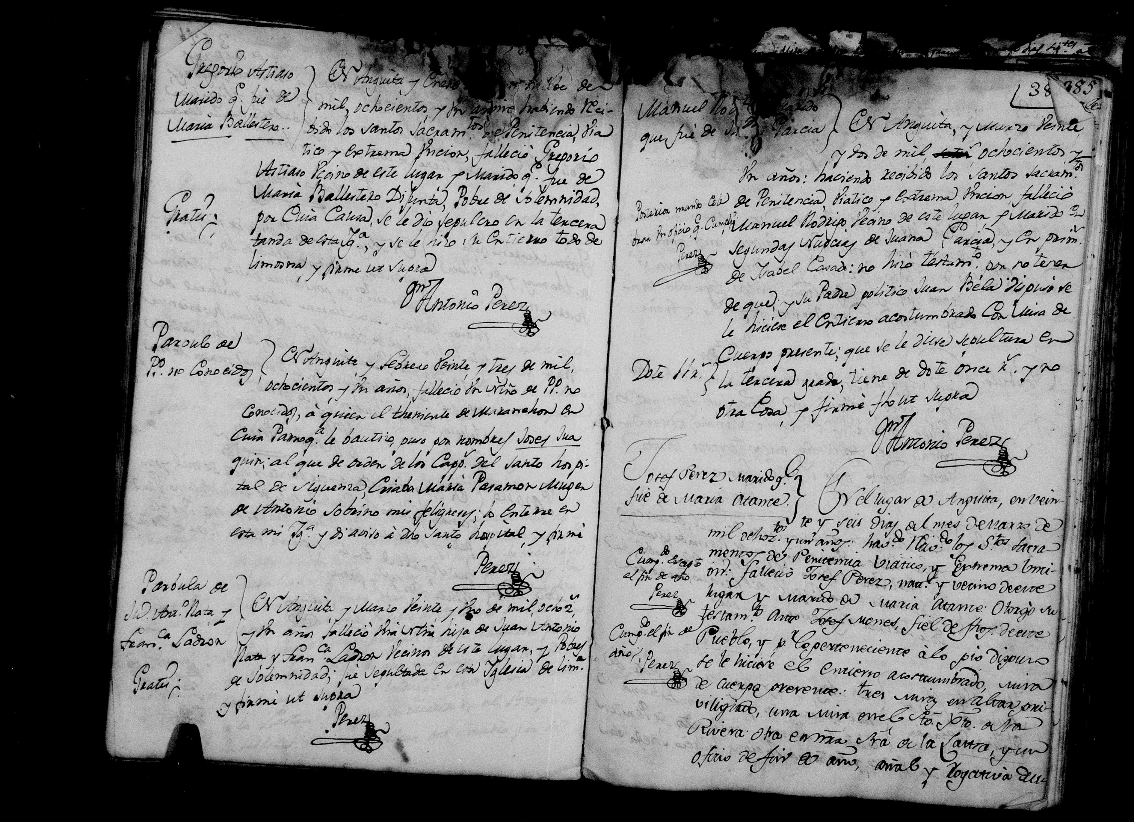 Defunción de Gregorio Astiaso, Anguita enero 1801 (film 3QS7-L92H, defunciones de San Pedro de Anguita)