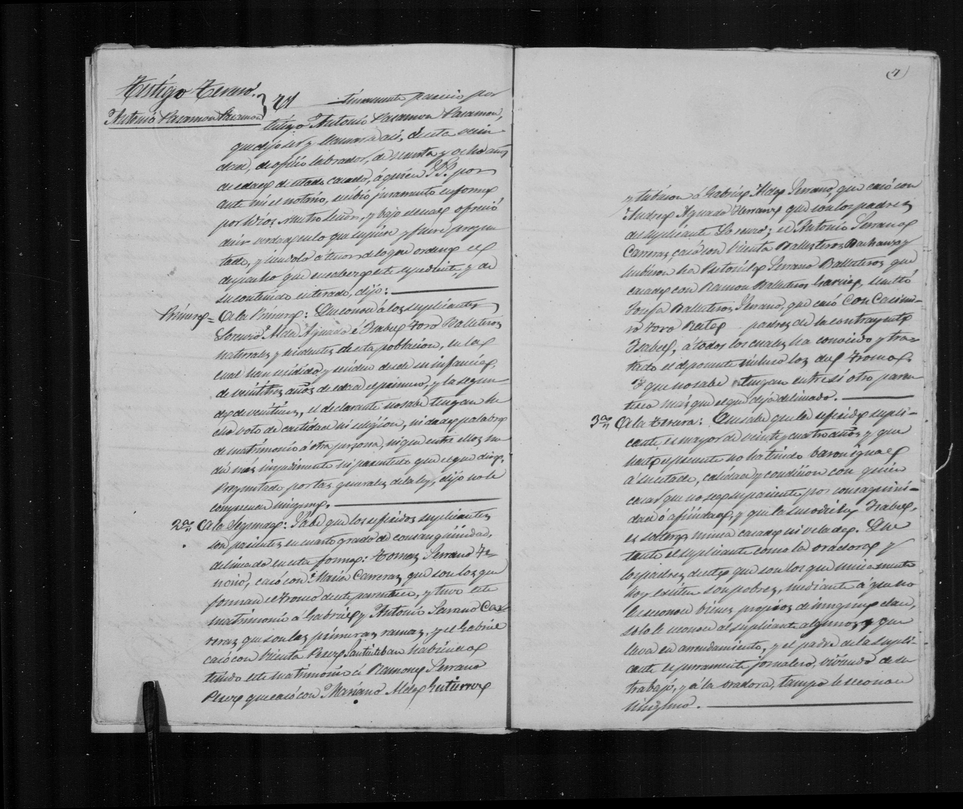 Expediente Alba-Toro 1873 - img. 15: cadena de parentesco jurada (testigo Antonio Ferrerón)