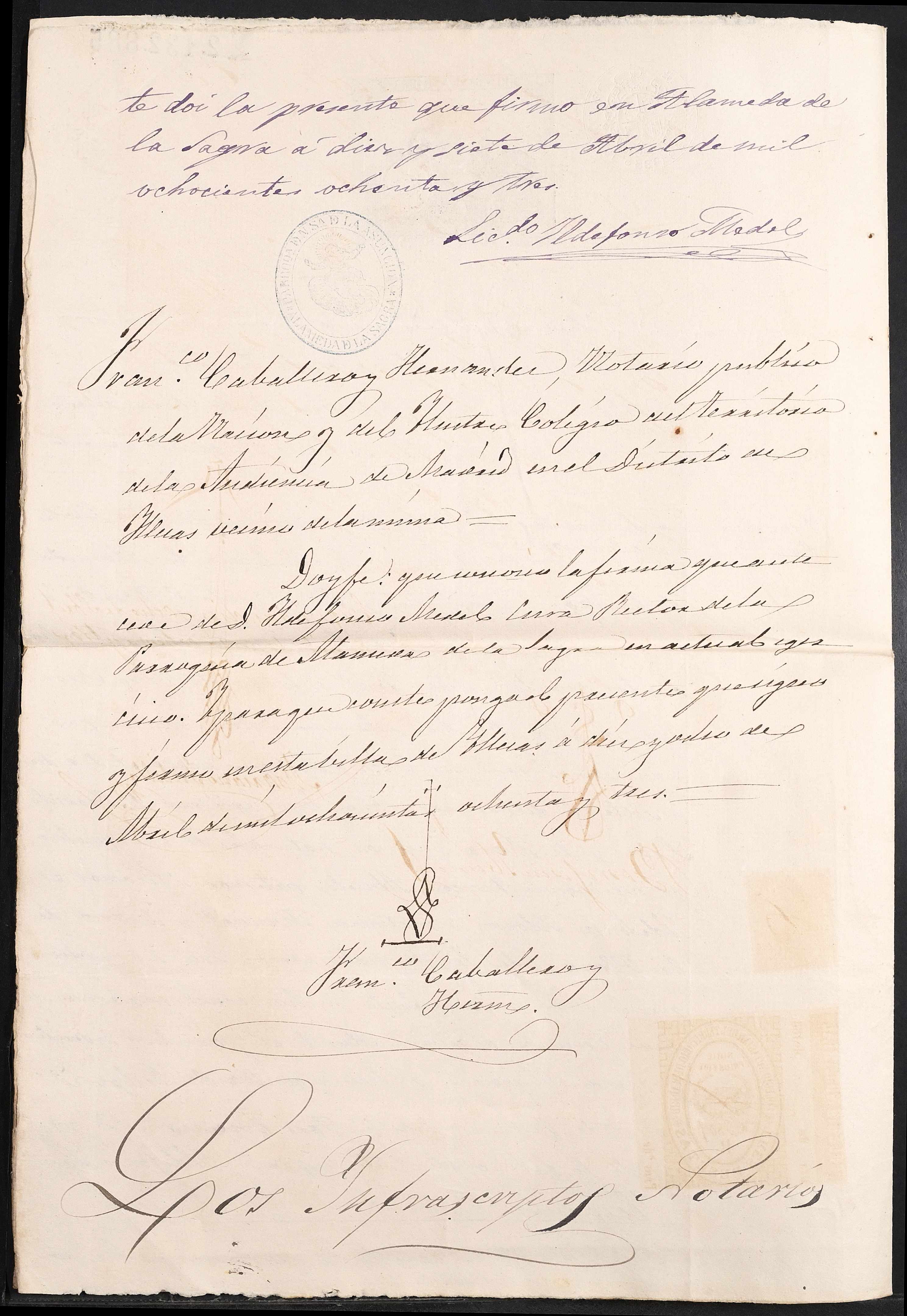 Bautismo de Francisco Laín y Encinas (Alameda de la Sagra, 18-sep-1863) - página 2 de la certificación (legitimación notarial, Illescas 18-abr-1883)