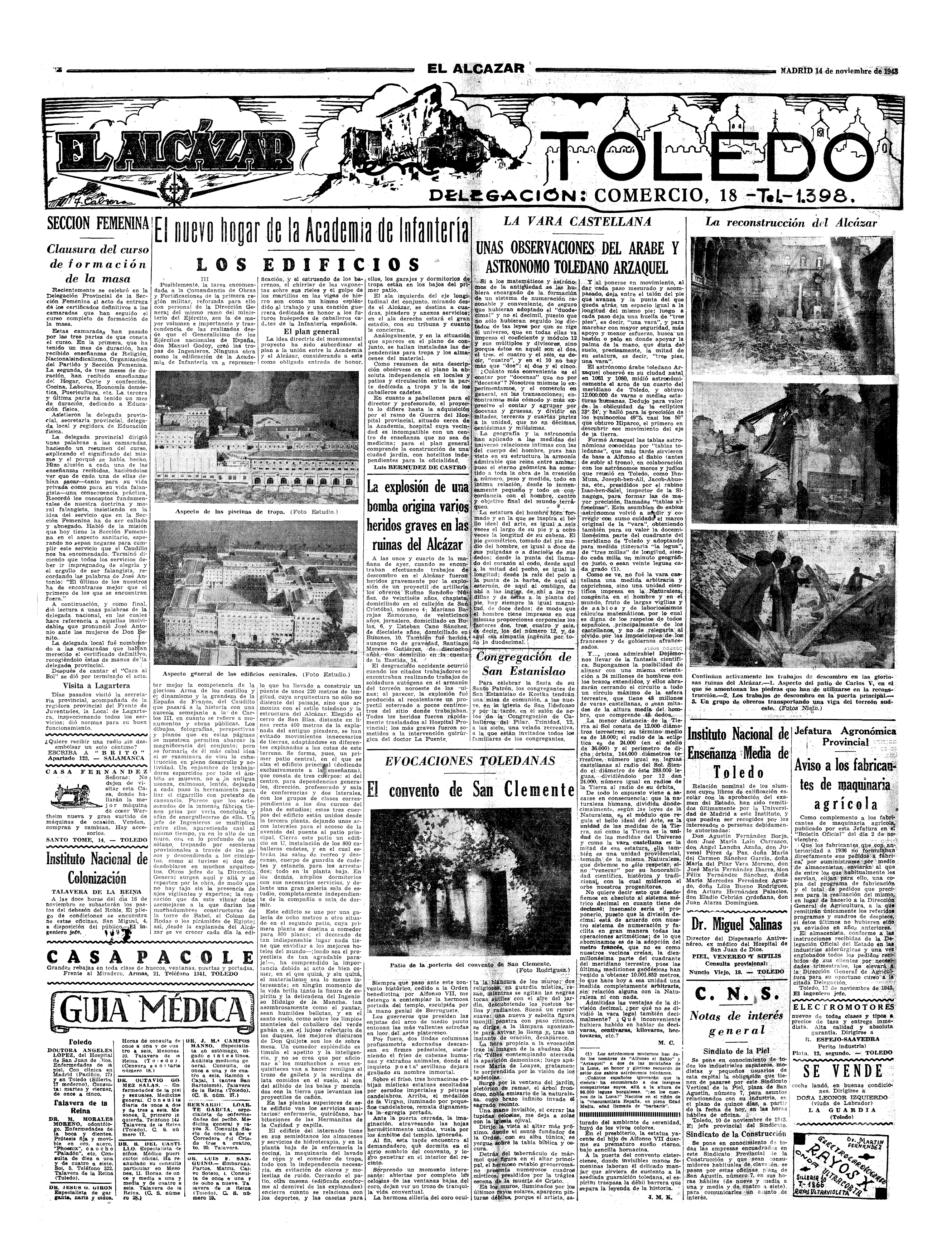 El Alcázar, 14-nov-1943, nº 2.287, p. 2 - lista de 'personas debidamente autorizadas'