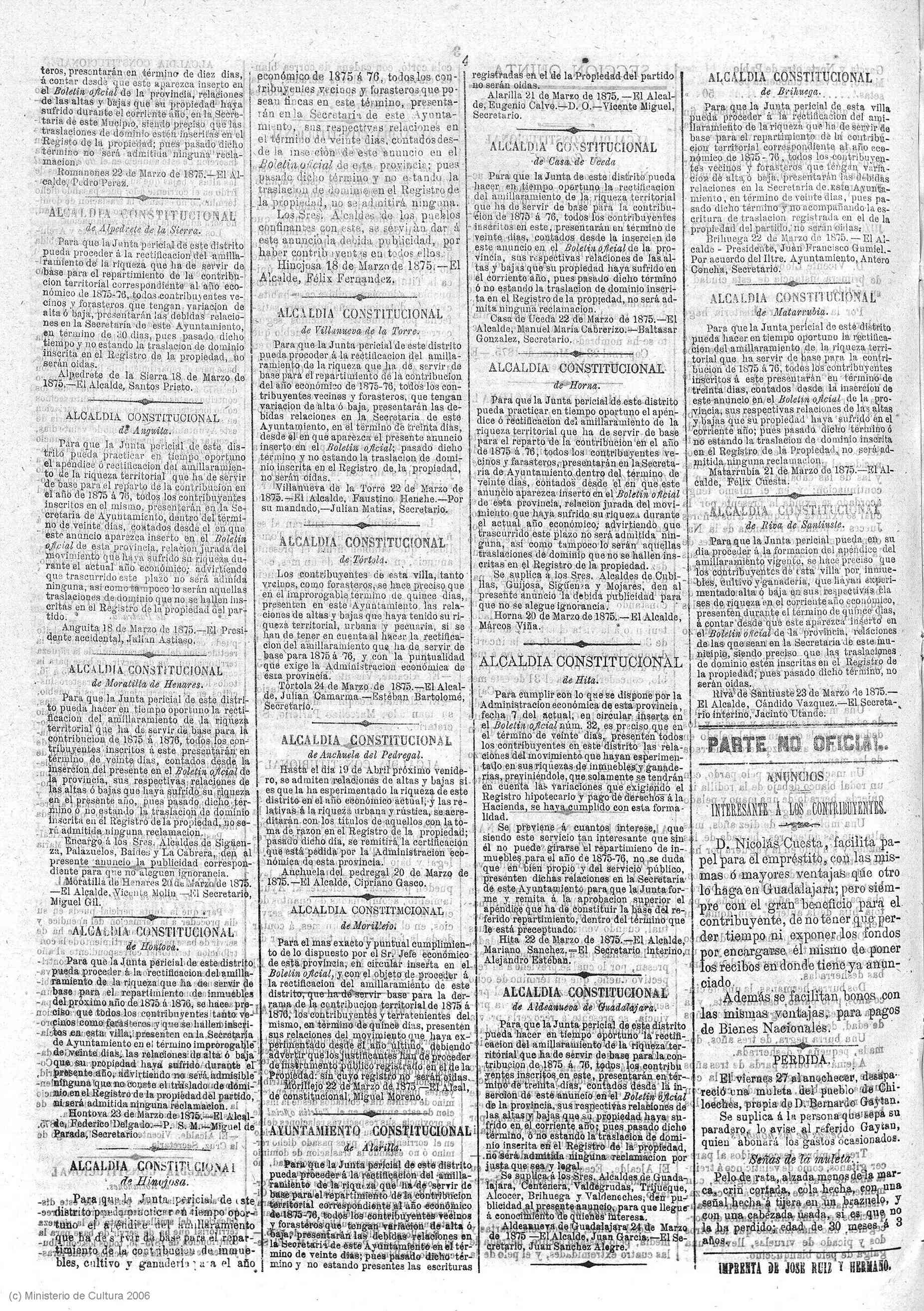 BOP de Guadalajara, nº 38 (29-mar-1875), p. 4 - Julián Astiaso, presidente accidental