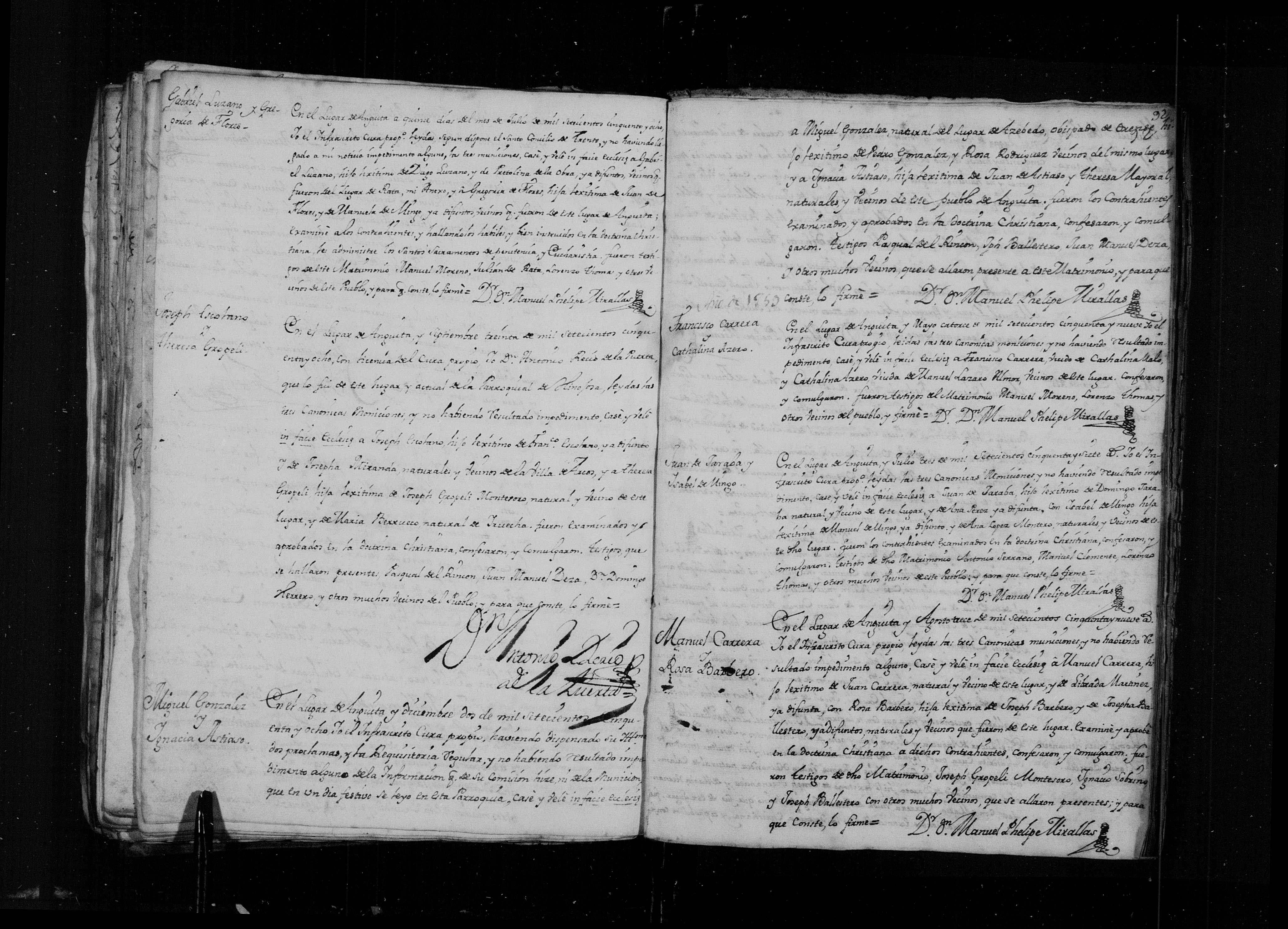 Matrimonio de Miguel González × Ignacia Astiaso, Anguita 15-jul-1758 (film 007625389)