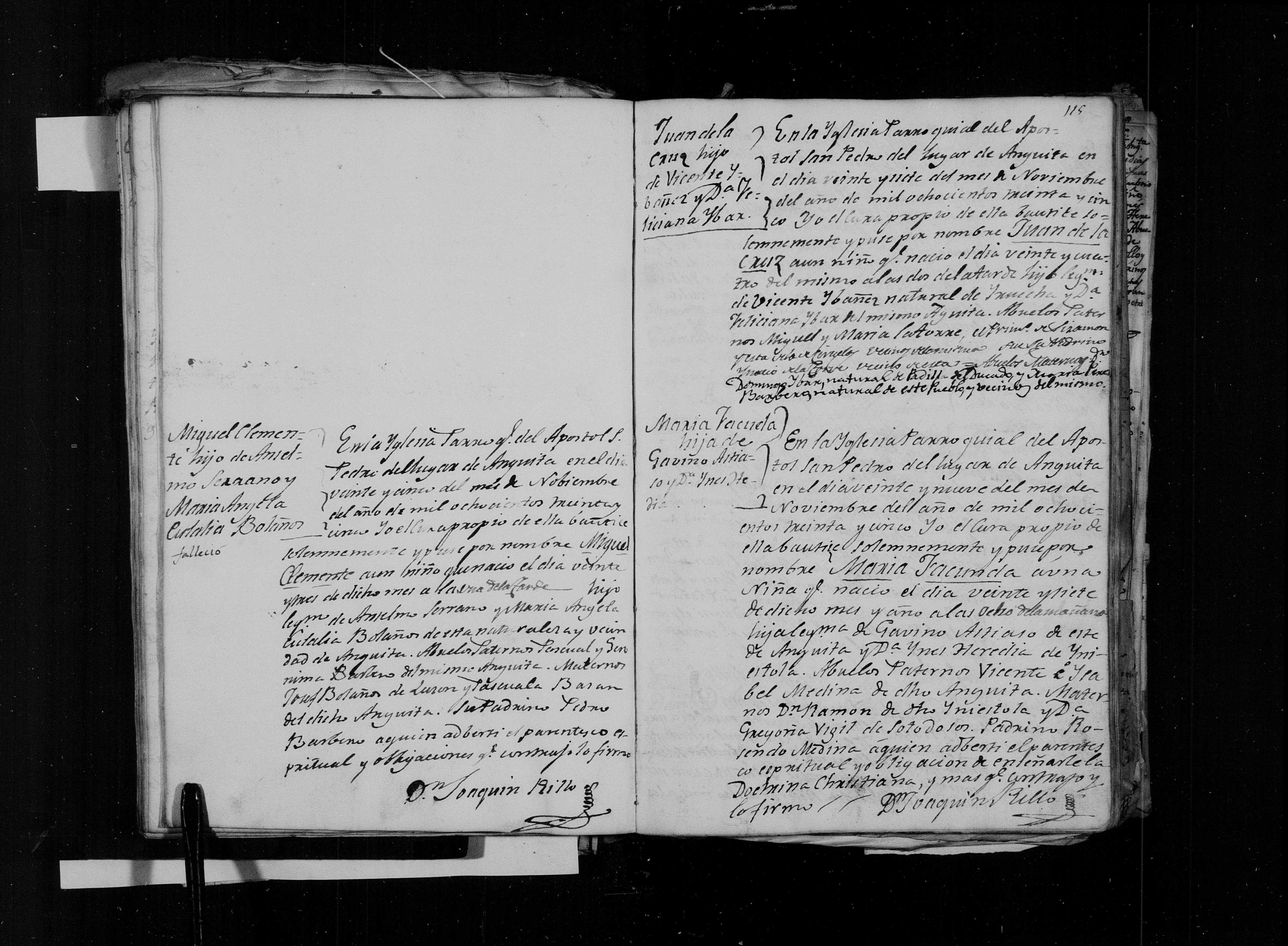 Bautismo de María F[acunda] Astiaso Heredia, Anguita 29-nov-1835 (film 007625389)