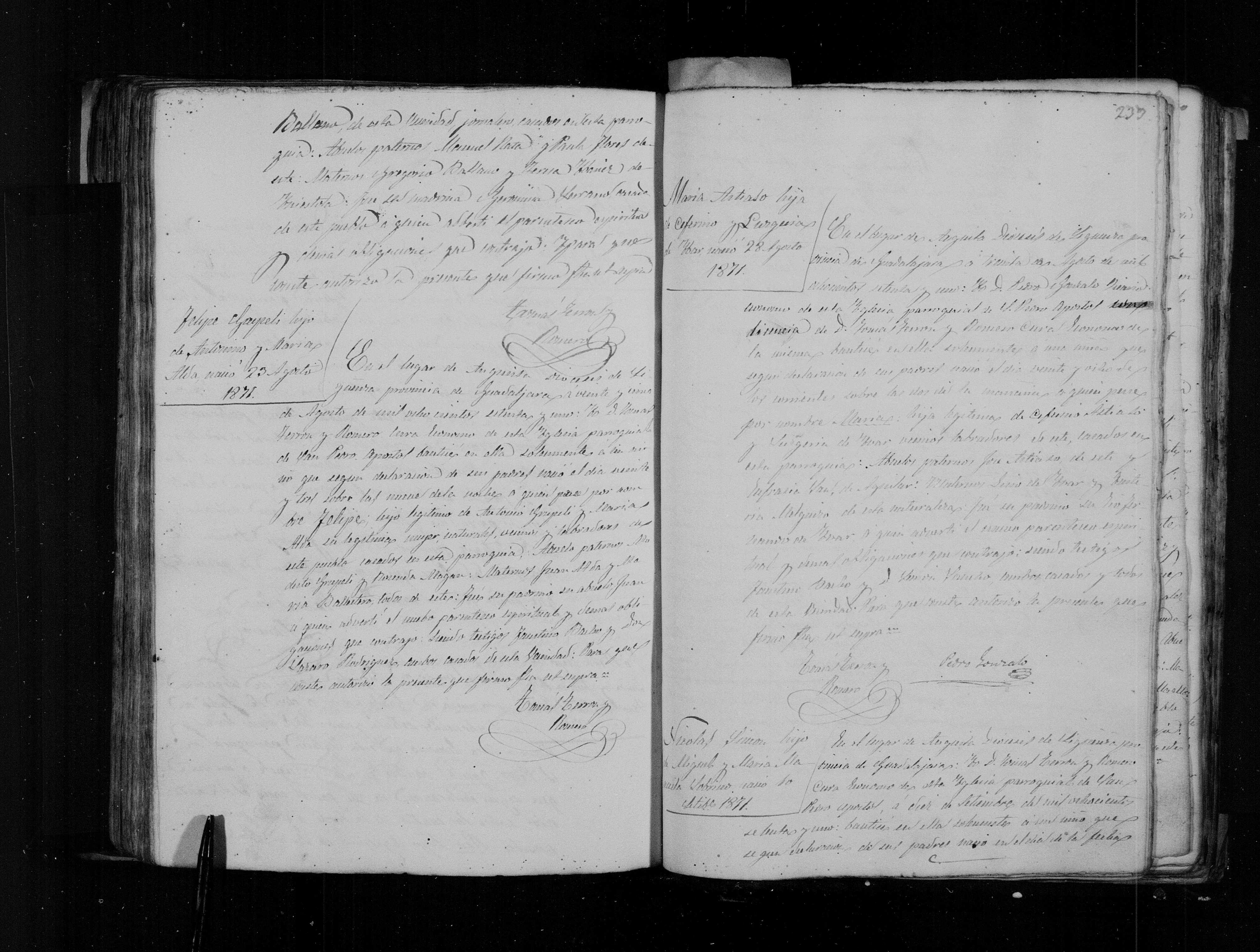 Nota de bautismo de María Astiaso de Ybar, Anguita ago-1871 (film 007625389)