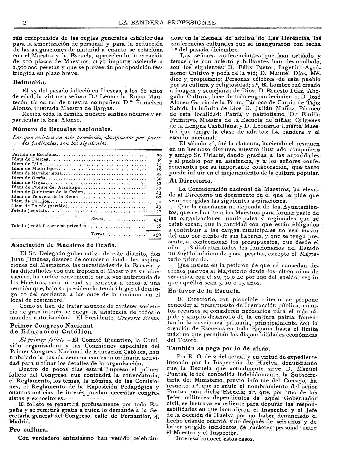 La Bandera Profesional, 5-feb-1924, nº 775, p. 2 - maestros Laín